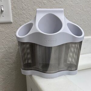 Polder White and Silver Mesh Organizer